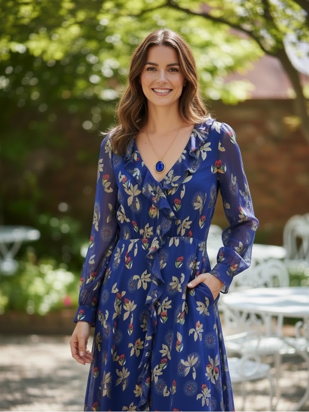 Sezane Silk Electric Blue Adele Dress/ Size 38/US 6
